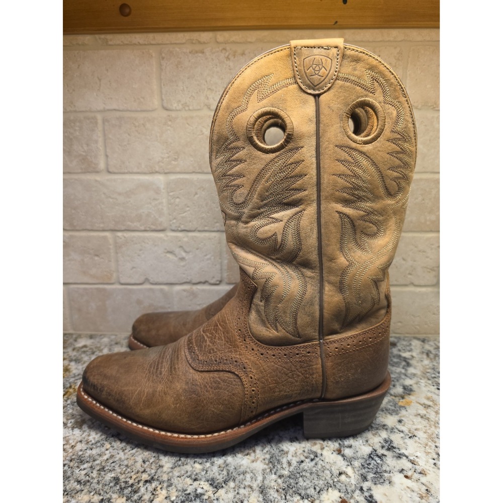 Ariat Heritage Roughstock Square Toe Cowboy Boots Men 10EE Western Boots Brown
